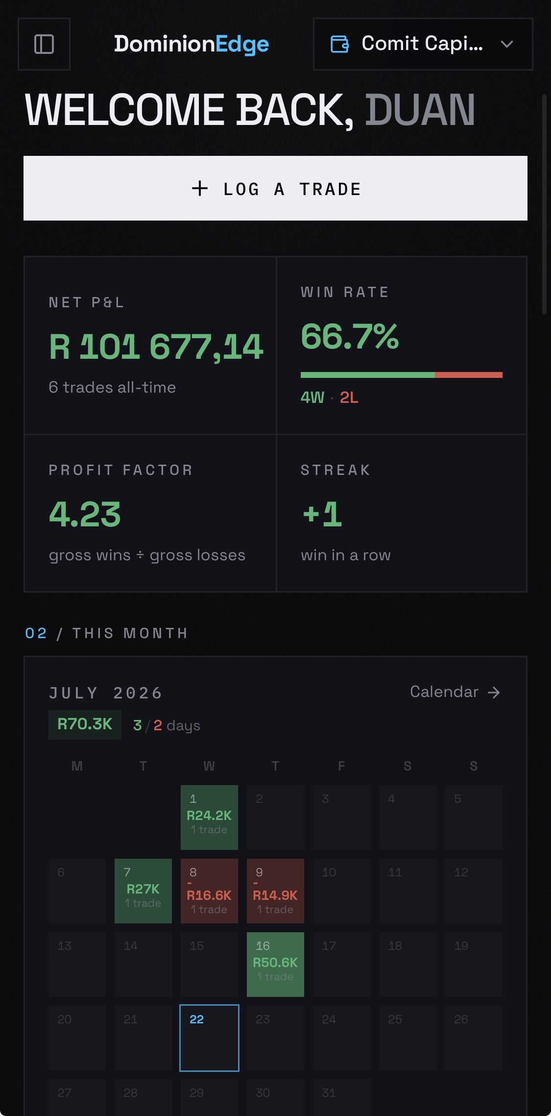 DominionEdge mobile dashboard