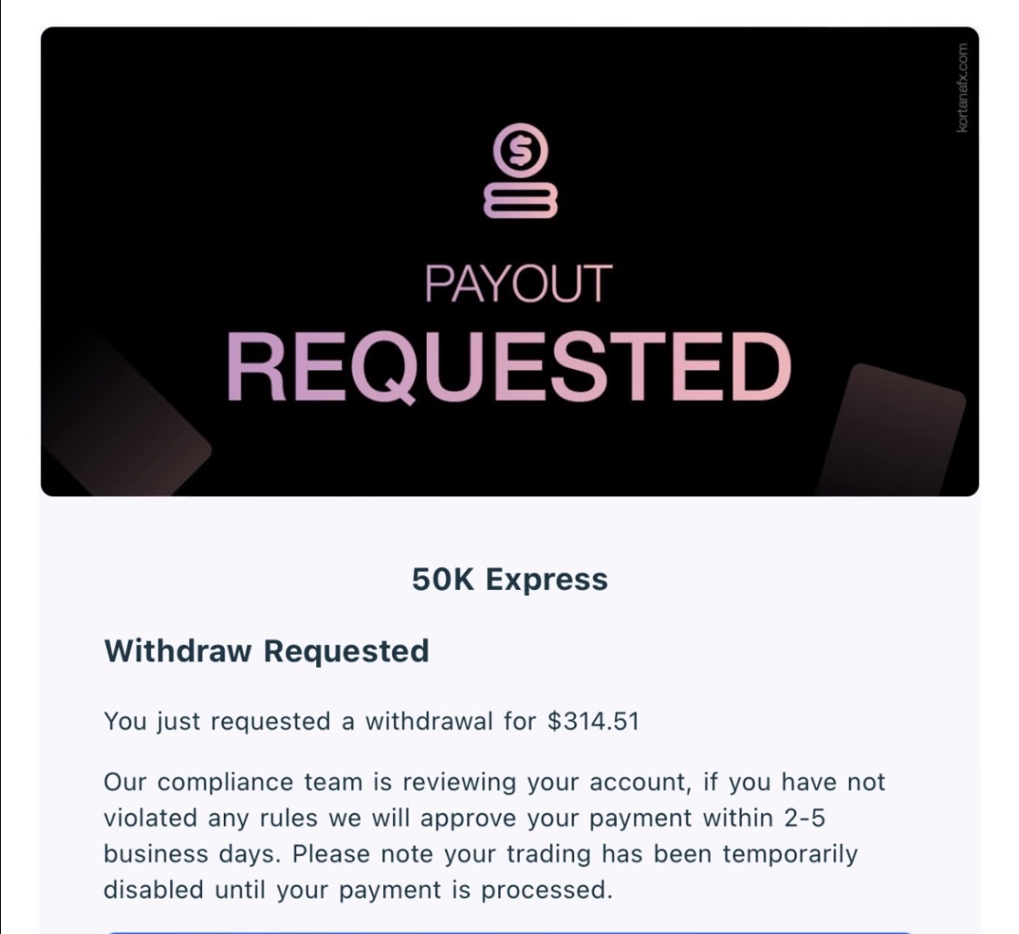 Funded account payout requested